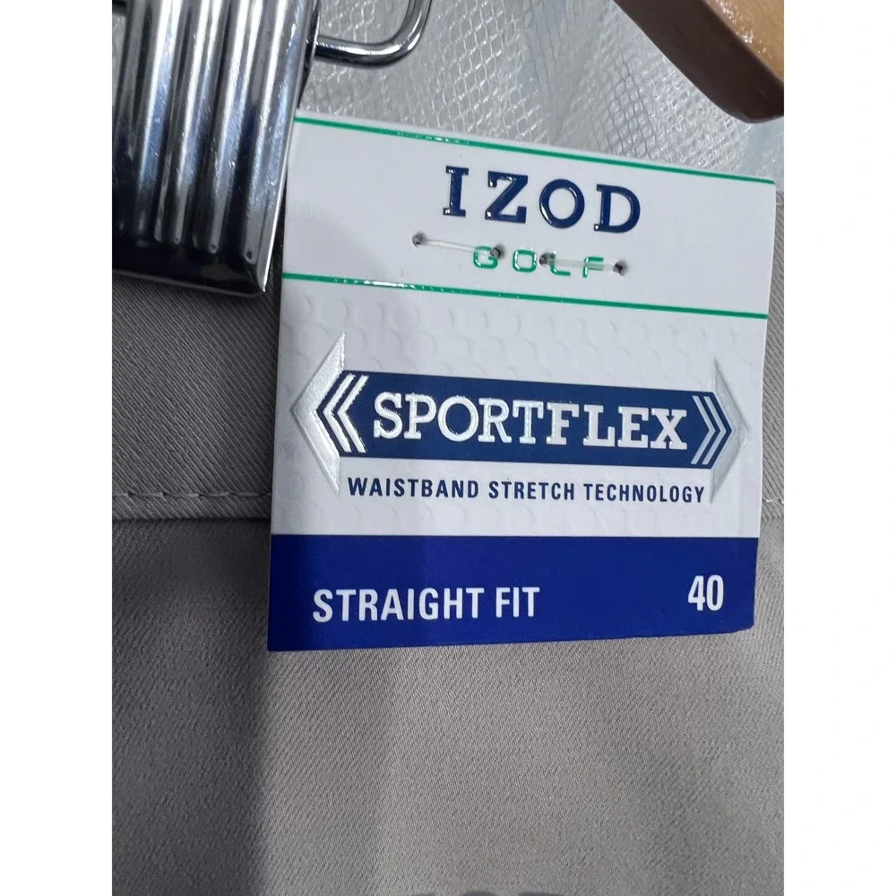 IZOD Golf Sportflex Shorts Mens 40 Khaki Straight Fit Stretch Wicking UPF-15 NWT